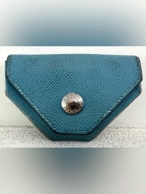 HERMES Bastia Blue Epsom Leather Snap Coin Purse Pouch